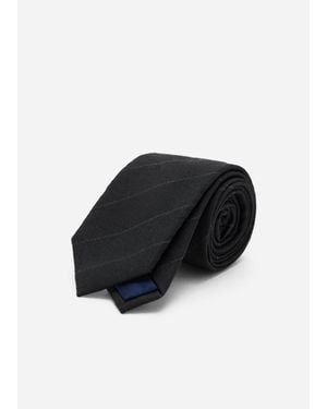 Mango Striped Wool-blend Tie - Black