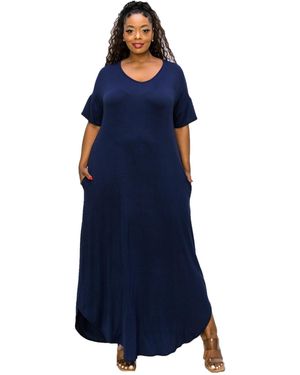 L I V D Plus Size Scarlett Maxi Pocket Dress - Blue