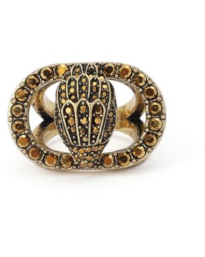 Kurt Geiger London Glass Crystal Chelsea Eagle Cocktail Ring - Metallic