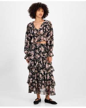And Now This Tiered Ruffle Midi Skirt - White