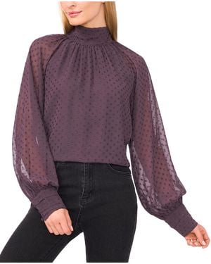 Cece Long-sleeve Bow Neck Raglan Blouse - Purple