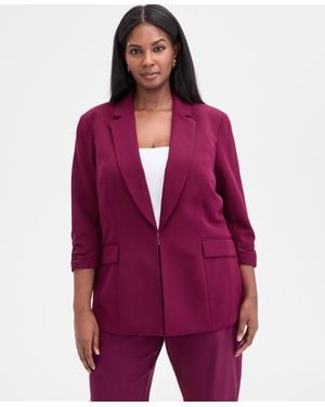 INC International Concepts Plus Size 3/4-sleeve Blazer - Purple