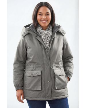 Woman Within Within Microfiber Parka - Gray