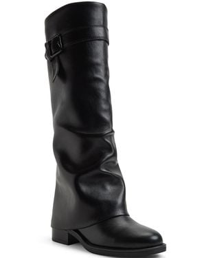 ALDO Eloewiel Round-toe Faux Leather Knee-high Boots - Black