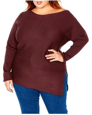 City Chic Plus Size Lean In Sweater - Red