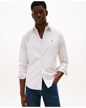 Tommy Hilfiger Regular-fit Striped Heritage Oxford Long-sleeve Shirt - White