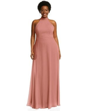 After Six Plus Size High Neck Halter Backless Maxi Dress - Red