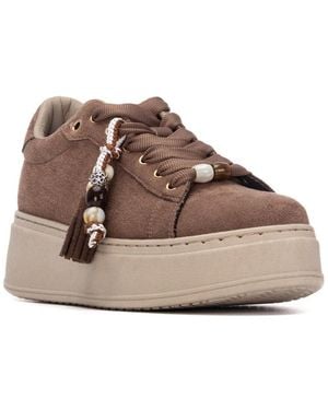 Xti Refresh Collection Platform Faux Suede Sneakers - Brown