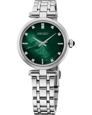 Seiko Diamonds Silver-tone Stainless Steel Bracelet Watch 29mm - Green