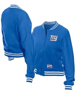 KTZ New York Giants Throwback Fleece Full-snap Jacket - Blue