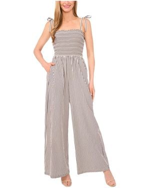 Cece Tie Strap Smocked Bodice Jumpsuit - Blue