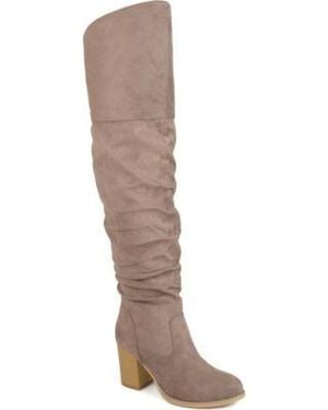 Journee Collection Kaison Stacked Heel Over The Knee Regular Wide Calf Extra Wide Calf Boots - Brown