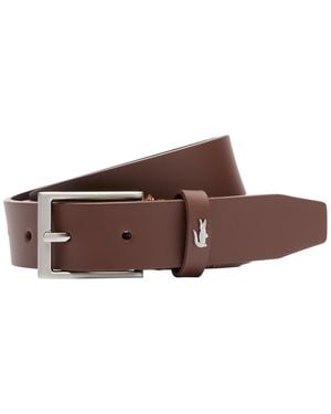 Lacoste Croc Detail Leather Belt - Brown