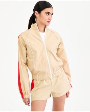 BarIII Mock-neck Windbreaker Jacket - Natural