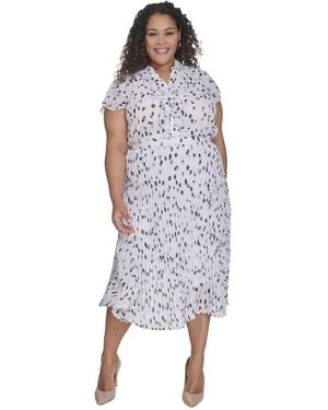 Calvin Klein Plus Size Pleated Dot-print Skirt - Blue