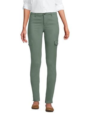 Lands' End Mid Rise Slim Cargo Chino Pants - Green