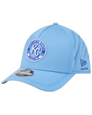KTZ Kansas City Royals Patch 39thirty A-frame M-crown Perforated Flex Hat - Blue
