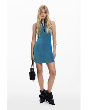 Desigual Vertical Striped Dress - Blue