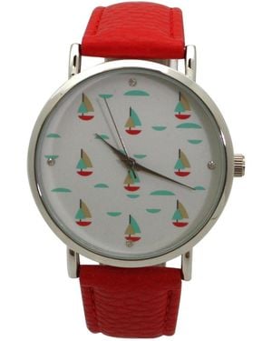 Olivia Pratt Oliva Pratt Faux Leather Sailing Boats Dial Watch - Gray