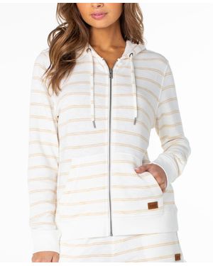Roxy Perfect Wave Striped Zip-up Hoodie - White