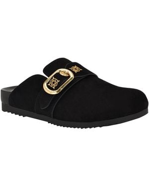 Guess Galavanta Buckle Slip-on Flat Clogs - Black