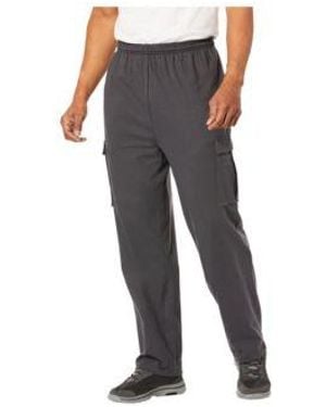 Kingsize Big Tall Lightweight Jersey Cargo Sweatpants - Black