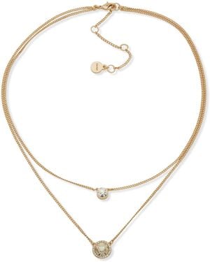 DKNY Emerald -tone 2-row Pendant Necklace - White