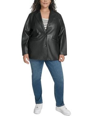 Levi's Plus Size Faux-leather Peak-lapel Jacket - Black