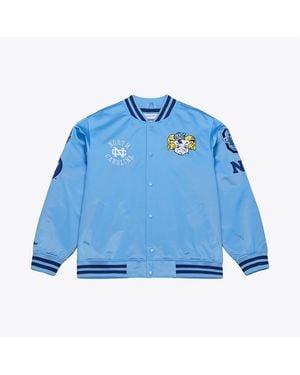 Mitchell & Ness Carolina Blue North Carolina Tar Heels Double Clutch Lightweight Satin Full-snap Jacket