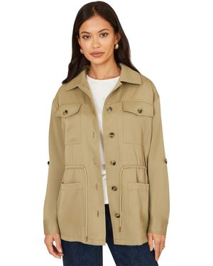Yumi' Drawstring Waist Utility Jacket - Natural