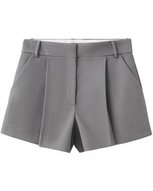 Mango Mid-rise Pleated Shorts - Gray