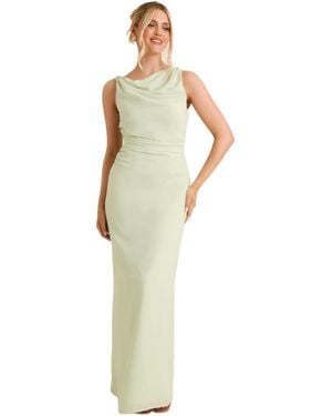 Six Stories Twist Asym Chiffon Bridesmaid Dress - Natural