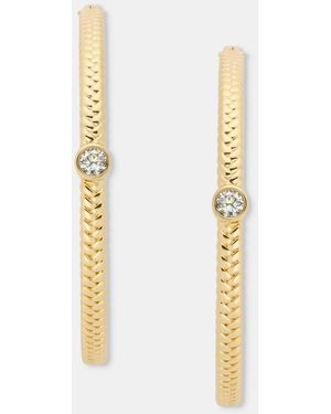 Ralph Lauren Medium Pave Herringbone Hoop Earrings - Metallic