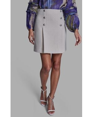 BCBGMAXAZRIA Button Detail Pleated Mini Skirt - Gray