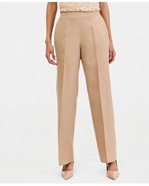 Kasper Linen-blend Pull-on Pants - Natural