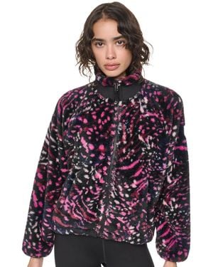 DKNY Printed Mock Neck Zipper-front Jacket - Purple