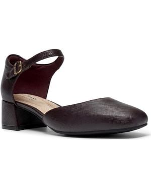 Clarks Iridessa Block Heel Ankle Strap Pumps - Brown