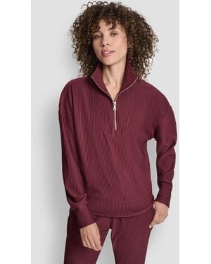 DKNY Tech Ottoman Half-zip Mock Neck Sweatshirt - Red