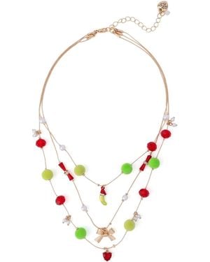 Betsey Johnson Faux Stone Santa Baby Pickle Layered Necklace - White