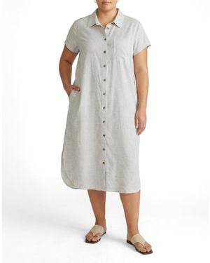UNIVERSAL STANDARD Plus Size Dune Linen Shirtdress - Gray