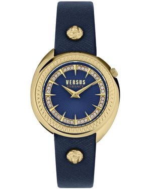 Versus Tortona Crystal 2 Hand Quartz Blue Genuine Leather Watch