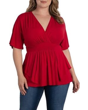 Kiyonna Plus Size Promenade Jersey Top - Red
