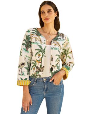 Yumi' Animal Reversible Cropped Quilted Jacket - White