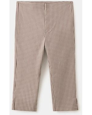 Mango Gingham Capri Pants - Natural