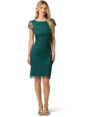 Adrianna Papell Beaded Cap-sleeve Sheath Dress - Green