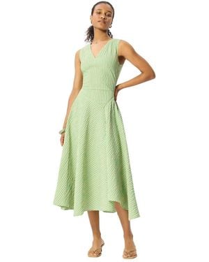 Whistles Checked V-neck Asymmetric Dress - Green