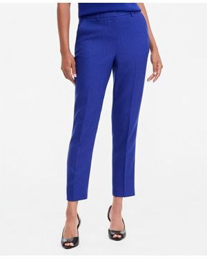 Tahari Herringbone Classic Mid-rise Straight-leg Pants - Blue