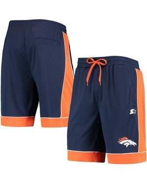 Starter Navy/orange Denver Broncos Fan Favorite Fashion Shorts - Blue