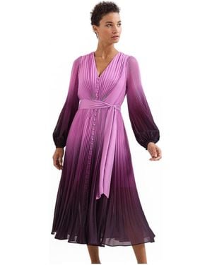 Phase Eight Mira Ombre Tie Waist Midi Dress - Purple