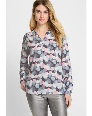 Olsen Digital Dot Tunic Blouse - White
